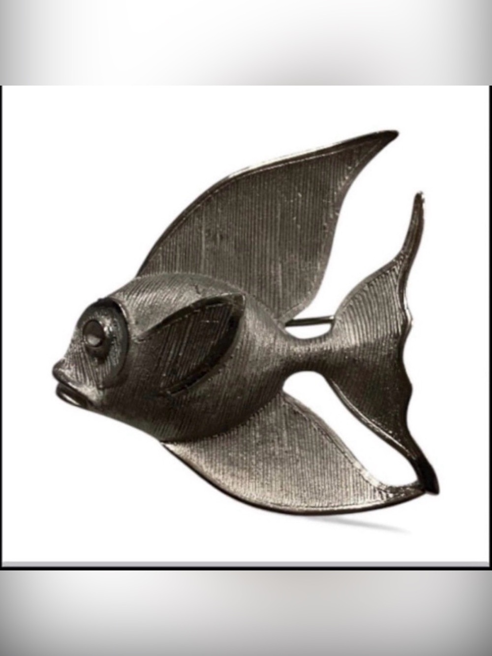 Vintage Statement Silver Tone Fish Brooch #7964